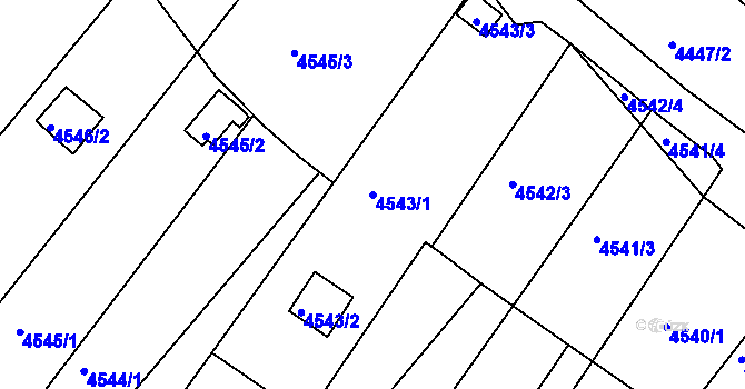 Parcela st. 4543/1 v KÚ Litoměřice, Katastrální mapa