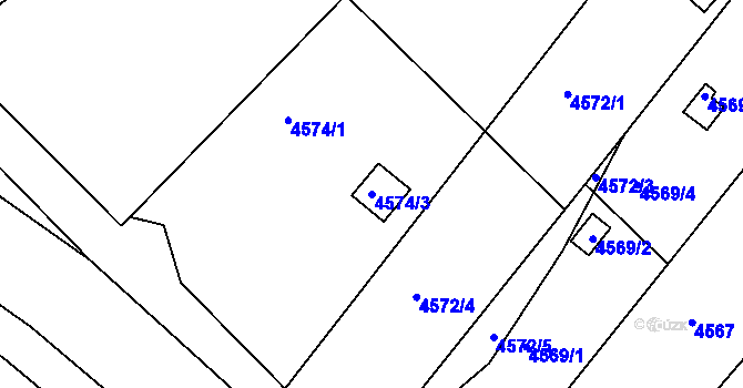 Parcela st. 4574/3 v KÚ Litoměřice, Katastrální mapa