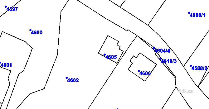 Parcela st. 4605 v KÚ Litoměřice, Katastrální mapa