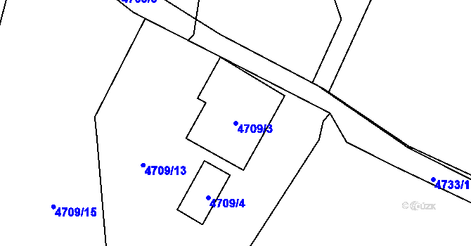 Parcela st. 4709/3 v KÚ Litoměřice, Katastrální mapa