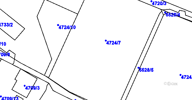 Parcela st. 4724/2 v KÚ Litoměřice, Katastrální mapa