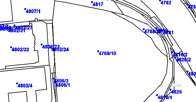Parcela st. 4768/10 v KÚ Litoměřice, Katastrální mapa