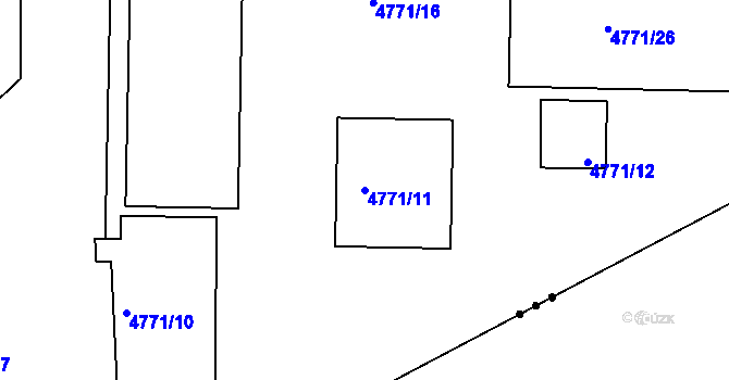 Parcela st. 4771/11 v KÚ Litoměřice, Katastrální mapa