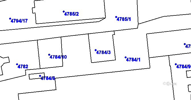 Parcela st. 4784/3 v KÚ Litoměřice, Katastrální mapa