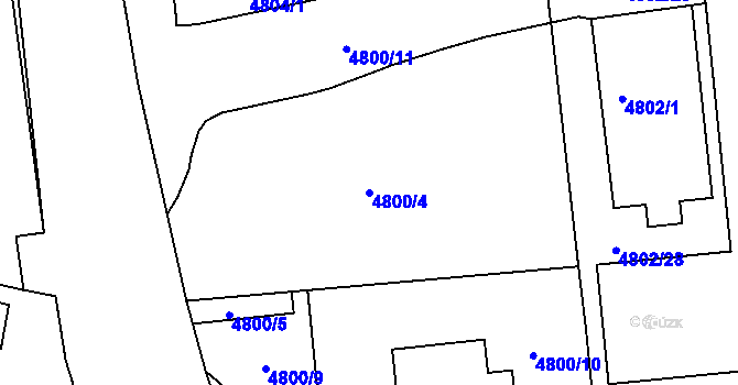 Parcela st. 4800/4 v KÚ Litoměřice, Katastrální mapa