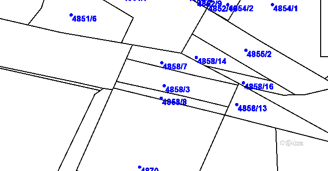 Parcela st. 4858/3 v KÚ Litoměřice, Katastrální mapa