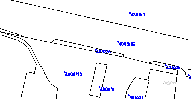 Parcela st. 4858/5 v KÚ Litoměřice, Katastrální mapa