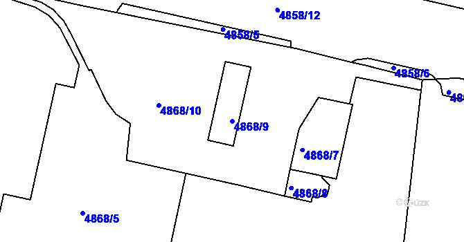 Parcela st. 4868/9 v KÚ Litoměřice, Katastrální mapa