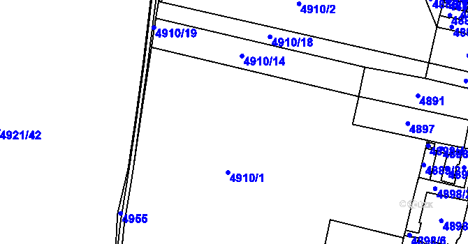 Parcela st. 4910/1 v KÚ Litoměřice, Katastrální mapa