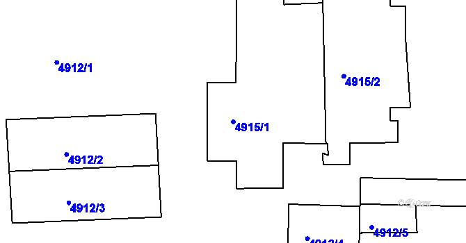 Parcela st. 4915/1 v KÚ Litoměřice, Katastrální mapa