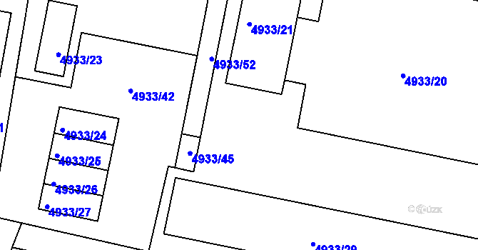 Parcela st. 4933/28 v KÚ Litoměřice, Katastrální mapa