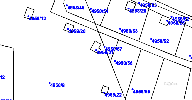 Parcela st. 4958/21 v KÚ Litoměřice, Katastrální mapa