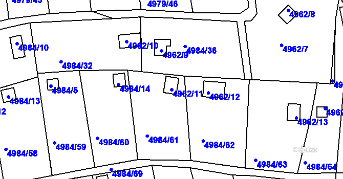 Parcela st. 4962/11 v KÚ Litoměřice, Katastrální mapa