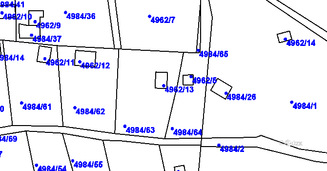 Parcela st. 4962/13 v KÚ Litoměřice, Katastrální mapa