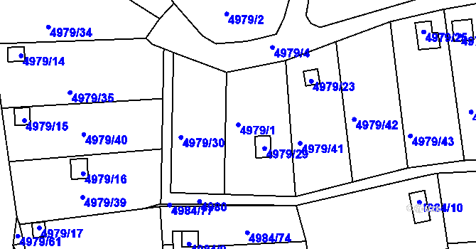 Parcela st. 4979/1 v KÚ Litoměřice, Katastrální mapa