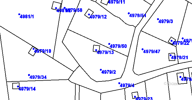 Parcela st. 4979/13 v KÚ Litoměřice, Katastrální mapa