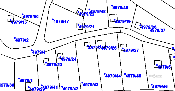 Parcela st. 4979/25 v KÚ Litoměřice, Katastrální mapa