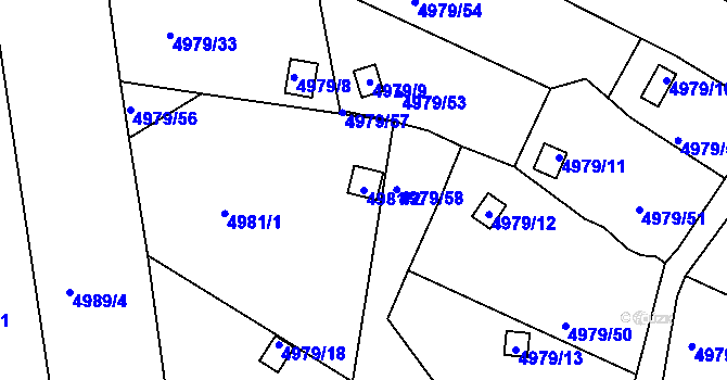 Parcela st. 4981/2 v KÚ Litoměřice, Katastrální mapa