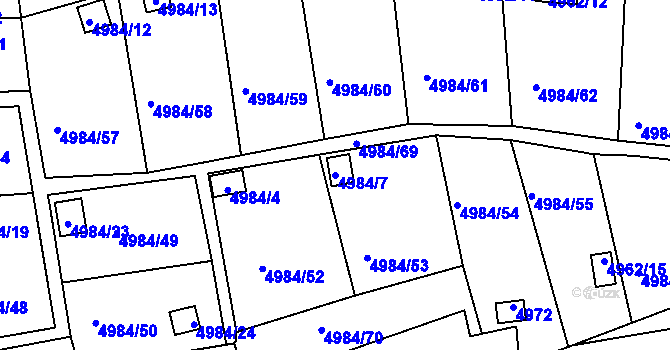 Parcela st. 4984/7 v KÚ Litoměřice, Katastrální mapa