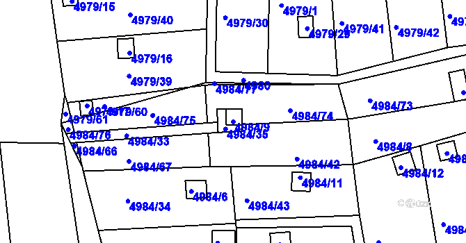 Parcela st. 4984/9 v KÚ Litoměřice, Katastrální mapa