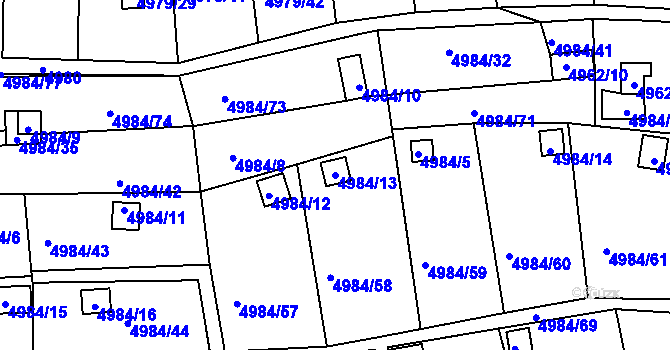Parcela st. 4984/13 v KÚ Litoměřice, Katastrální mapa