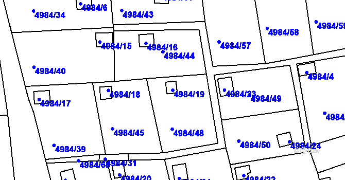 Parcela st. 4984/19 v KÚ Litoměřice, Katastrální mapa