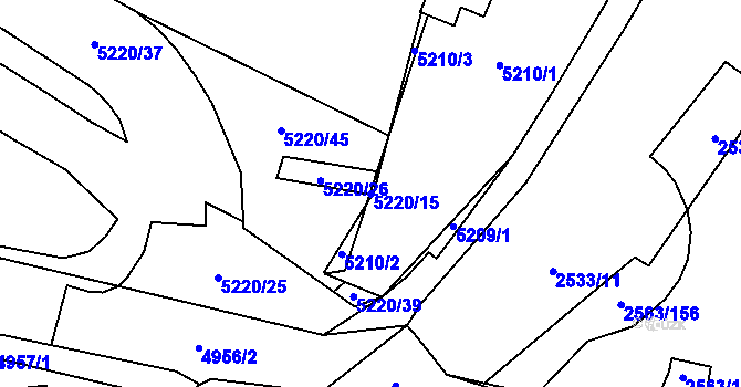 Parcela st. 5220/15 v KÚ Litoměřice, Katastrální mapa