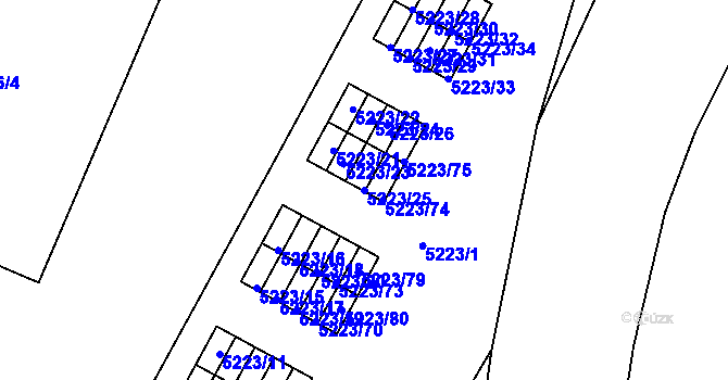 Parcela st. 5223/25 v KÚ Litoměřice, Katastrální mapa