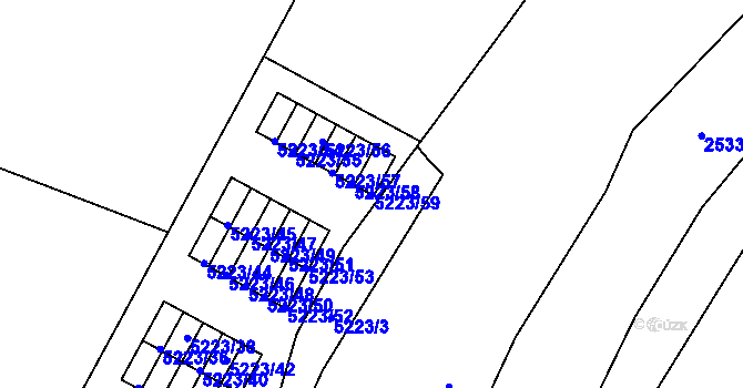 Parcela st. 5223/59 v KÚ Litoměřice, Katastrální mapa