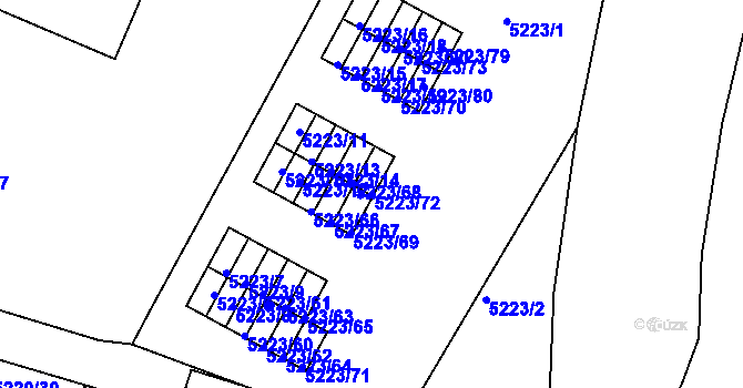 Parcela st. 5223/72 v KÚ Litoměřice, Katastrální mapa