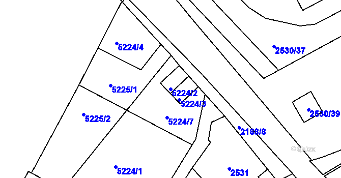 Parcela st. 5224/2 v KÚ Litoměřice, Katastrální mapa