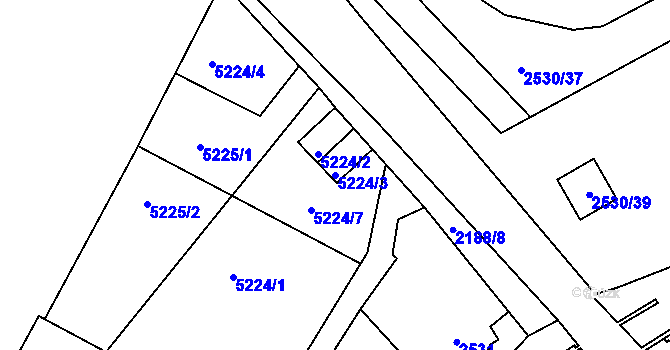 Parcela st. 5224/3 v KÚ Litoměřice, Katastrální mapa