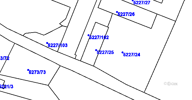 Parcela st. 5227/25 v KÚ Litoměřice, Katastrální mapa