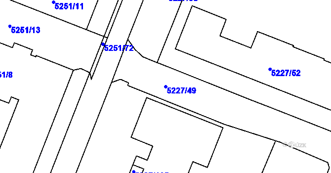 Parcela st. 5227/49 v KÚ Litoměřice, Katastrální mapa