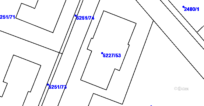 Parcela st. 5227/53 v KÚ Litoměřice, Katastrální mapa