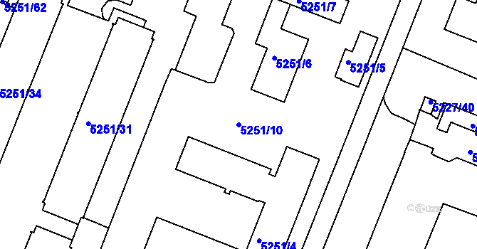 Parcela st. 5251/10 v KÚ Litoměřice, Katastrální mapa