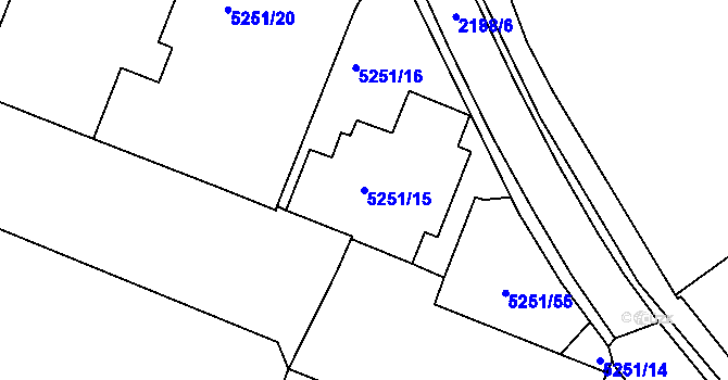 Parcela st. 5251/15 v KÚ Litoměřice, Katastrální mapa