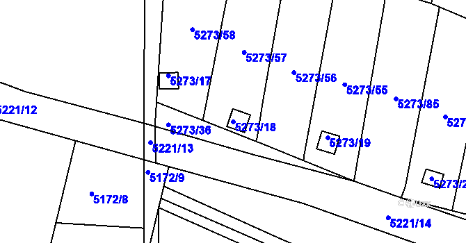 Parcela st. 5273/18 v KÚ Litoměřice, Katastrální mapa