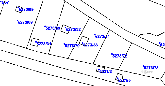 Parcela st. 5273/33 v KÚ Litoměřice, Katastrální mapa
