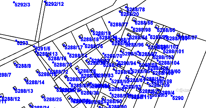 Parcela st. 5288/1 v KÚ Litoměřice, Katastrální mapa