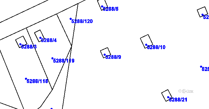 Parcela st. 5288/9 v KÚ Litoměřice, Katastrální mapa