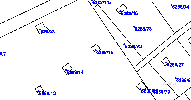 Parcela st. 5288/15 v KÚ Litoměřice, Katastrální mapa