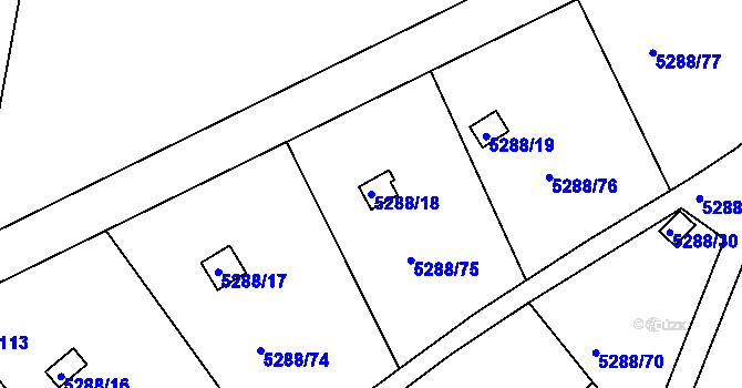 Parcela st. 5288/18 v KÚ Litoměřice, Katastrální mapa