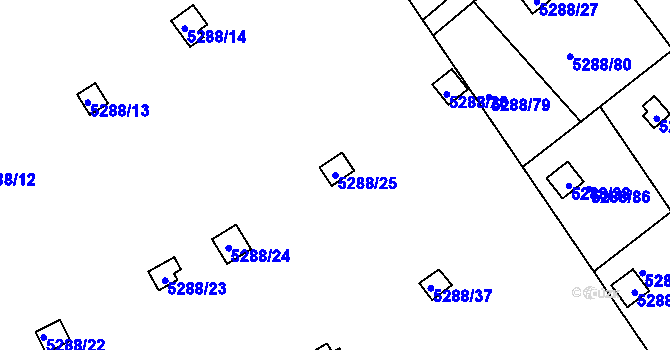Parcela st. 5288/25 v KÚ Litoměřice, Katastrální mapa