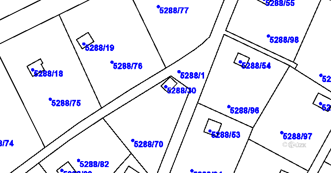 Parcela st. 5288/30 v KÚ Litoměřice, Katastrální mapa