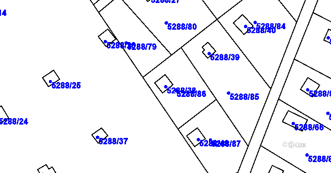 Parcela st. 5288/38 v KÚ Litoměřice, Katastrální mapa