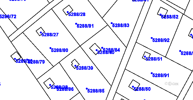 Parcela st. 5288/40 v KÚ Litoměřice, Katastrální mapa