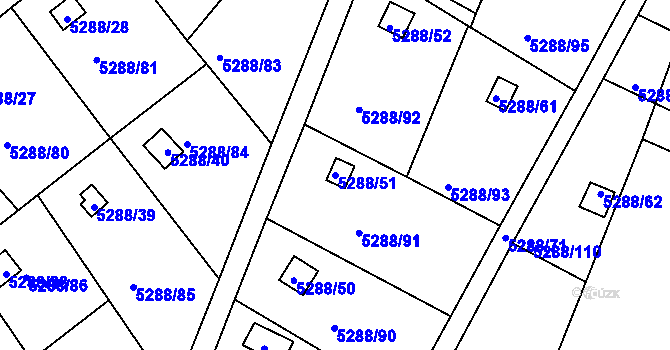 Parcela st. 5288/51 v KÚ Litoměřice, Katastrální mapa