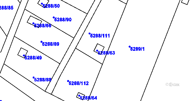 Parcela st. 5288/63 v KÚ Litoměřice, Katastrální mapa