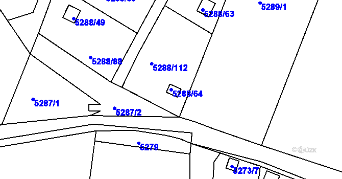 Parcela st. 5288/64 v KÚ Litoměřice, Katastrální mapa